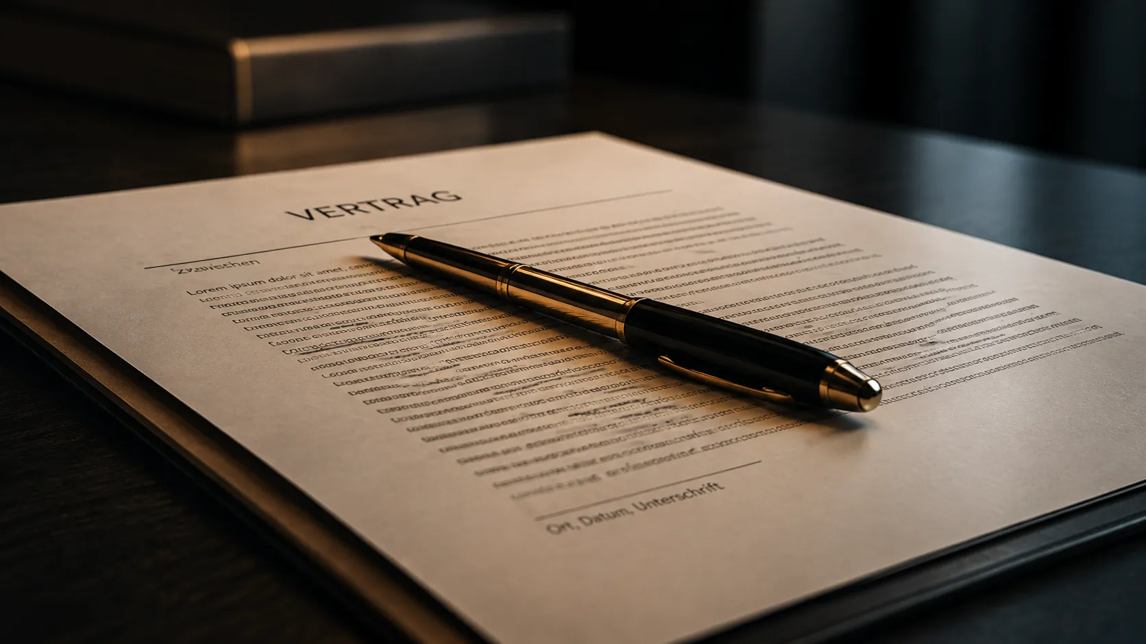 Vertragsunterlagen mit Stift und Notizen
