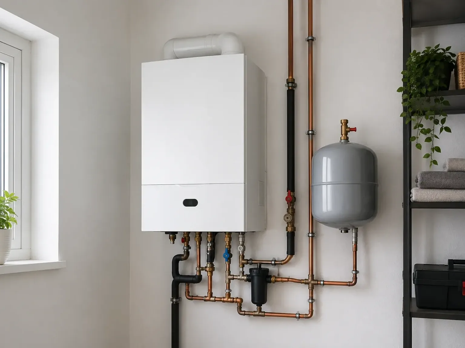 Wärmepumpe an der Außenwand eines Neubaus in Everswinkel